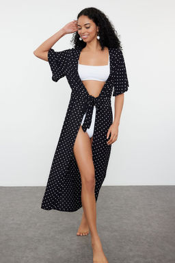 Puantiyeli Kusakl? Maxi Dokuma Baglamal? Plaj Kimono&Kaftan TBESS24KM00071