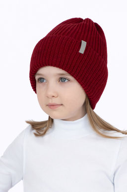 Шапка вязаная вишня Ш-113 (52-54)