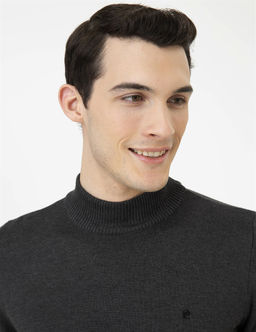 Antrasit Melanj Slim Fit Yar_m Bal_k__ Yaka Basic Triko Kazak - Pierre cardin фото 2