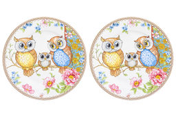 Набор тарелок для десертов 2 пр. 19*19*2 см Совушки NEW BONE CHINA
