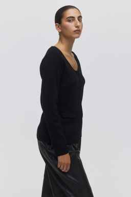 C?rdigan en punto acanalado con escote en U - H&m фото 7