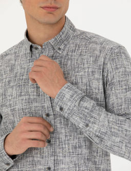 Рубашка Pierre Cardin Slim Fit серая с длинным рукавом