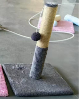 Когтеточка на подставке "Счастливый хвост!, цвет серый, 30*30*52см / d-6см