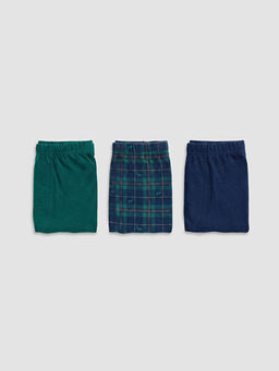Desenli ve D?z Modelli Erkek ?ocuk 3l? Boxer