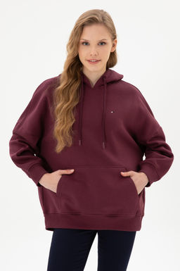 Kad_n Bordo Basic Sweatshirt Sepette S_rpriz _ndirim