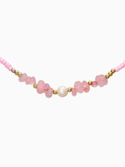 Чокер "Морской мир" крошка с жемчугом, бусины, цвет розовый  в золоте