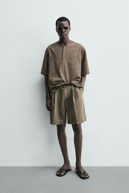 CAMISA POLO CON LINO / Khaki