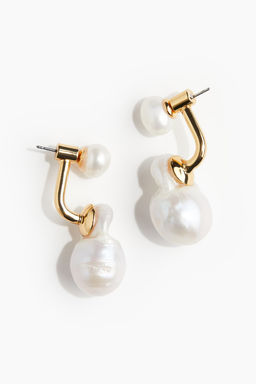 Pendientes chapados en oro con perlas - H&m фото 3