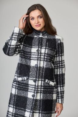 Пальто БелЭльСтиль 841 клетка серая  фото 80