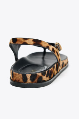 ANIMAL PRINT LEATHER AND SHEEPSKIN SANDALS - Zara фото 16