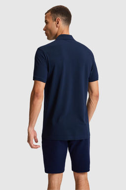 Erkek Regular Fit Polo Yaka Lacivert Basic Ti__rt