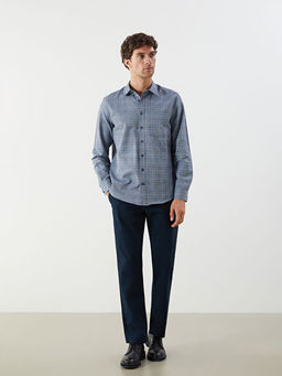 Regular Fit Uzun Kollu Ekose Gabardin Erkek G?mlek