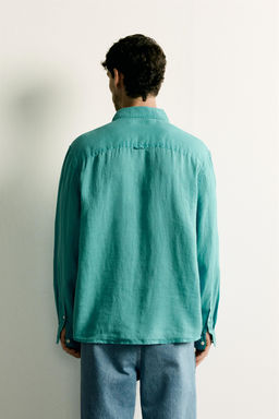 CAMISA RELAXED FIT 100% LINO / Turquesa - Zara фото 3