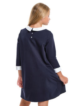Платье для девочки в школу с белым воротником и манжетами UD 7962 синий - Mini maxi фото 3
