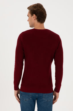 Erkek Slim Fit Bisiklet Yaka Bordo Basic Kazak - U.s. polo assn фото 5