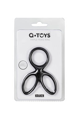 Тройное кольцо на пенис A-TOYS KRAKEN, силикон, черный, 10 см - Toyfa фото 4