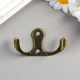 Крючок металл двойной, набор 4 шт., бронза, 4.5×3 см