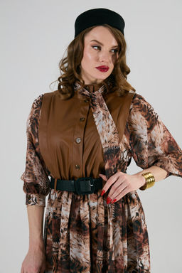 Платье NIKVA н1010-1 шоколад и тигровая абстракция  фото 6