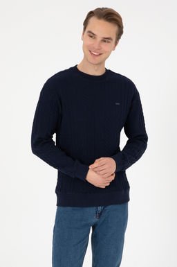 Erkek Comfort Fit Bisiklet Yaka Lacivert Sweatshirt