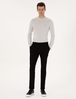 Siyah Slim Fit Kanvas Pantolon