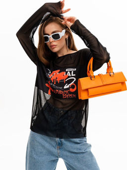 авторский Лонгслив из сетки с принтом - Sahar art lab фото 2