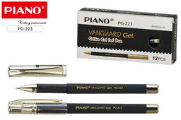 Цена за 2 шт. Ручка гелевая PIANO "Vanguard Gel" (PG-223) черная 0,5мм, игольчатый стержень, черный корпус с soft покрытием
