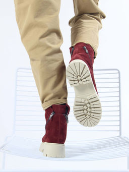 Ботинки 233.2094be. Бордо замша/Шерсть