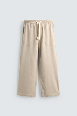 PANTAL?N RELAXED FIT ESTRUCTURA CUADROS / Beige claro