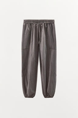 PANTAL?N RAYAS BOMBACHO CINTUR?N / Gris - Zara фото 5