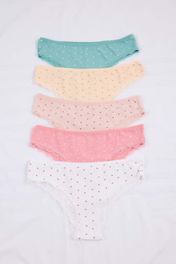 Pembe-Cok Renkli 5li Suprem Kalp Desenli Brazilian Kulot THMSS26KU00023