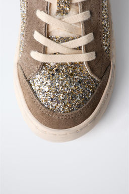 GLITTER FAUX SHEARLING SNEAKERS - Zara фото 12