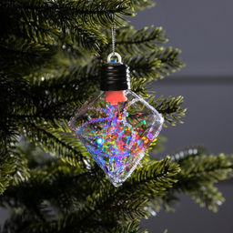 Ёлочный шар Морозный кристалл, 11х7.5 см, 1 LED, от батареек, свечение RGB - Luazon lighting фото 10