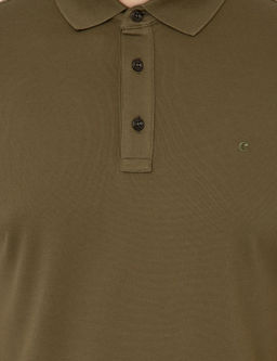 Haki Polo Yaka Slim Fit Basic Merserize T-shirt