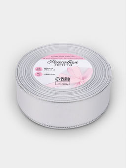 Лента репсовая, с серебряным люрексом, 40 мм, 23±1 м, белая №001