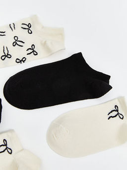 Fiyonk Desenli Kad?n Sneaker ?orap 5li