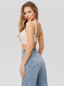 Топ бесшовный бескаркасный с вкладышами Lingeamo айвори ВТ-02 (131)  фото 5