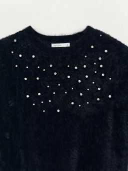 Джемпер с коротким рукавом со стразами / Zarina  фото 9