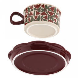 "Вдохновленные цветами" Чашка фарфоровая 250мл, д9,9см h5,5см, с блюдцем д16см h2см, общая h6,5см, глянцевая глазурь, с деколью "Красная роза", волнистый край, отводка, в коробке (Китай)