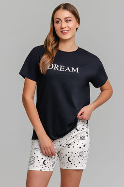 Арт. 9147 Пижама с шортами 42-50 (5 шт) Цвет:верх-черный,низ-молочный