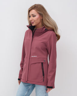 Ветровка спортивная женская с капюшоном softshell малинового цвета 9566M - Mtforce фото 23