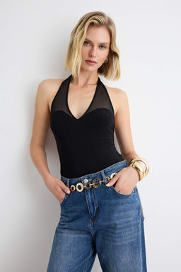 Siyah Transparan Detayl_ V Yaka _rme Sandy Body TPRAW27BD00001