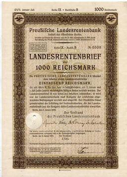 Облигация 4,5% 1000 рейхсмарок 1935 года Германия