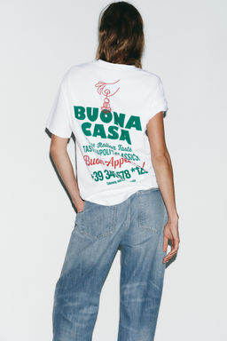T-SHIRT WITH TEXT PRINT - Zara фото 5