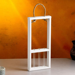 Кашпо деревянное 18540 см с 3 колбами 15 см Рамка Экстра, ручка, белый Дарим Красиво  фото 2