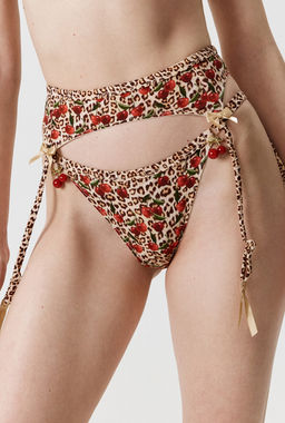 Infinity / Трусы в наборе с поясом для чулок Bless леопардовый принт