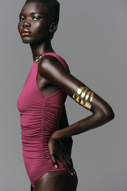 ASYMMETRIC POLYAMIDE BODYSUIT WITH METAL APPLIQUE - Zara фото 4