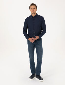 Lacivert Slim Fit Uzun Kollu G_mlek