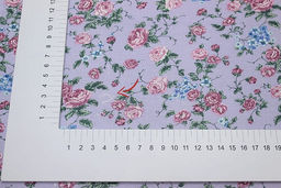 Ситец Цветущие розочки цв.сиренево-голубой, ш.0.8м, хлопок-100%, 85гр/м.кв - Купава фото 4