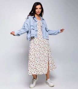 Джинсовая куртка #МСК2110 (1), голубой - Dommod фото 4