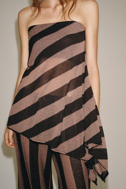STRIPED RUSTIC BANDEAU TOP - Zara фото 3